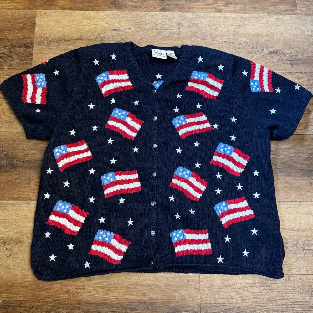 Vintage Y2K American Flag Cardigan Vintage Y2K Cardigan Fourth of July Sweater - Picture 3 of 10
